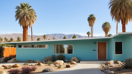  Palm Springs, California's palm trees and modern mid-century homes-