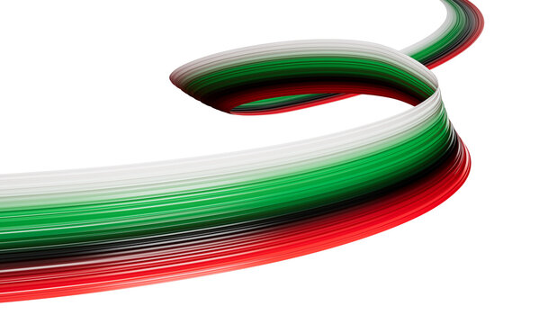 UAE flag Waving Ribbon Style isolated background 3D Illustration
