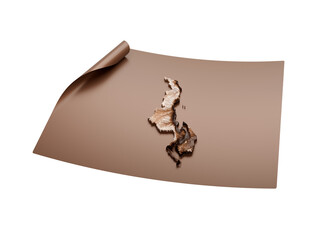 Map Of Malawi Old Style Brown On Unrolled Map Paper Sheet On White Background 3d Illustration
