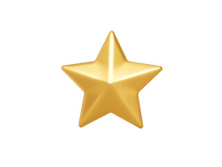 3d One Golden Shiny Rating Star Symbol Isolated On White Background, 3d illustration
