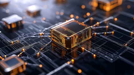 abstract representation of blockchain data with glowing blocks
