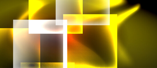 Fototapeta premium Glass squares with neon shiny light abstract background