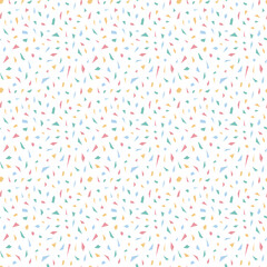 図形がランダムに散らばったカラフルなパターン背景イラスト