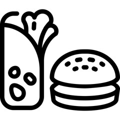 Tasty wrap and burger served on a simple plate at a casual dining setting during lunchtime