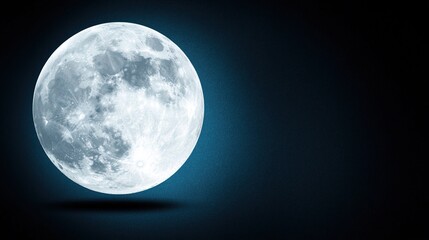 Obraz premium Bright Full Moon Illuminating a Dark Night Sky with a Subtle Glow, Creating a Serene and Mystical Atmosphere Perfect for Dreamy Imagery and Celestial Themes