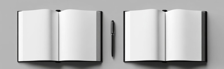 Realistic Spiral Binder and Notebook Mockup Template with White Papers. A5 Size Education Stationery. Black Cover Notebook.