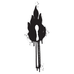 Spray Painted Graffiti Burning match isolated on white background.