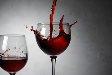  a visually stunning image of a red wine splash, isolated on a white or transparent background. The splash should be dynamic and natural, with the wine appearing mid-air as if frozen in motion. Its de