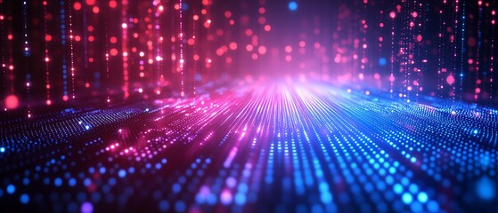 Fototapeta premium Blue digital technology backdrop with gradient colors, network data transfer, simple shapes, abstract techinspired design, futuristic digital elements