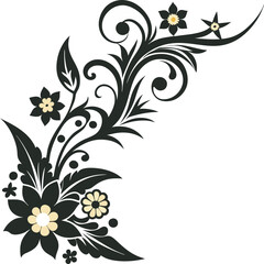 Decorative Silhouette Flower Corners Vector Designs