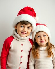 Fototapeta premium enfants qui portent des chapeaux de Père Noël