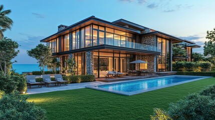 Modern Coastal Home with Ocean View and Pool