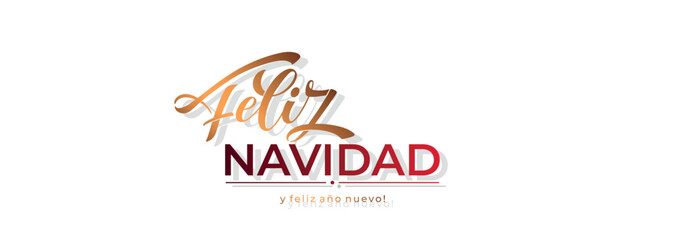Feliz Navidad spanish Merry Christmas Modern calligraphy lettering on sticker for season greetings. Vector background