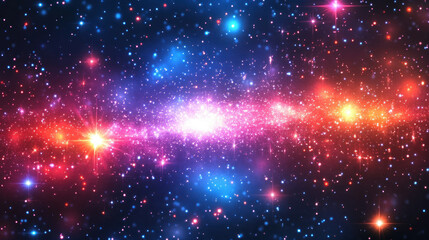 Fototapeta premium Colorful galaxy with stars and nebulas swirling in cosmic dance, illuminating the universe with ethereal beauty.