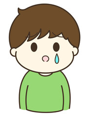 涙を流して泣いている男の子のゆるかわイラスト