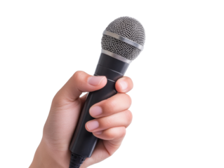 Hand holding a microphone during a performance