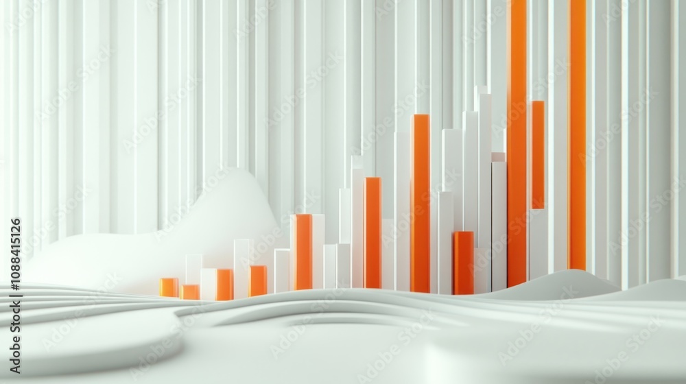 Aufkleber a minimalist workspace featuring charts, graphs, and geometric shapes in white and gold.