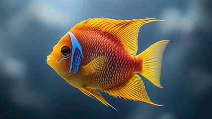Naklejka premium Vibrant Orange Fish with Blue Markings
