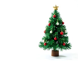 Christmas, tree, artificial, small, ornaments, mini, holiday, festive, decoration, isolated, background, white, seasonal, celebration, winter, miniature, decor, cheerful, traditional, cozy, joyful