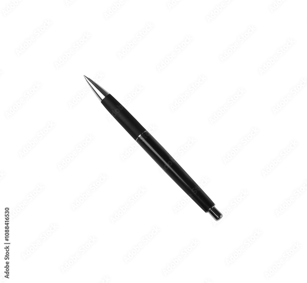 Poster a sleekpen with a metallic tip laying isolated on a clean white background. closeup photo perfect fo