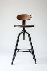 Sleek Industrial Style Bar Stool on Plain White Background