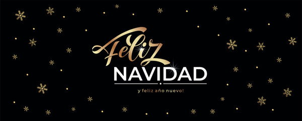 Feliz Navidad spanish Merry Christmas Modern calligraphy lettering on sticker for season greetings. Vector background