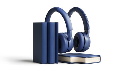 Audiobooks: The Modern Way to Read. Headphones and Books Symbolize the Convenience of Digital Storytelling.