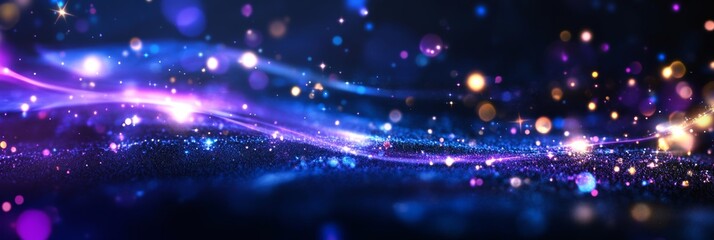 Fototapeta premium Facebook Header Cosmic Glow with Purple and Blue Sparkling Lights