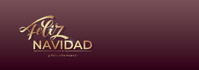 Feliz Navidad spanish Merry Christmas Modern calligraphy lettering on sticker for season greetings. Vector background