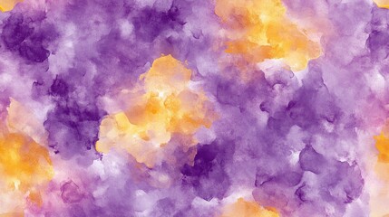 Fototapeta premium Seamless watercolor pattern featuring lilac and yellow textures ideal for fabric design and artistic backgrounds