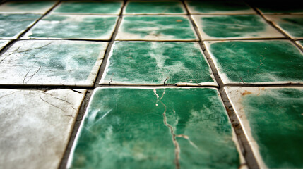 High quality vintage style shiny, colorful, green or cyan floor tile texture - sharp high resolution hyper-realistic surface for detail design use and interior architecture concepts