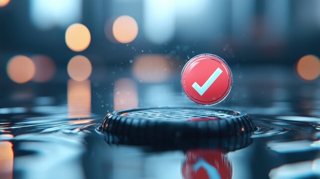 Red or Warning Checkmark A flashing red checkmark on a dashboard interface, alerting to a critical system failure or urgent action required.
