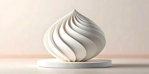 Elegant Modern Sculpture Abstract Design White Swirl Art Form