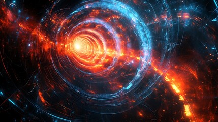 Abstract Cosmic Nebula: Vibrant Hues and Glowing Particles