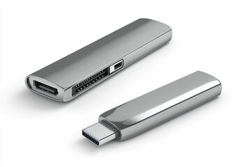 Two metallic USB-C video adapters.