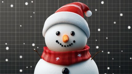 Cute little snowman isolated on transparent background