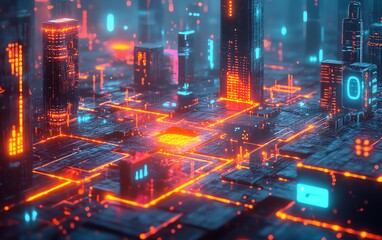 A vibrant and intricate depiction of a global business network, glowing AIpowered pathways linking diverse individuals and business icons, futuristic tones