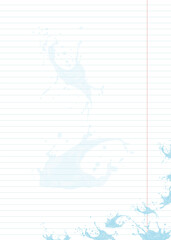 sheet of notebook paper with splashes of water11