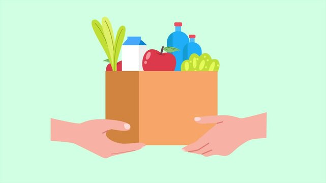 Animated video Charity and donation concept. Full length animation illustration. High quality 4k footage.