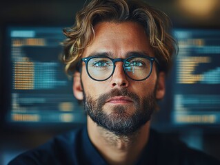 Developer focused on fixing a software issue on dual monitors