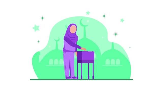 Animated video Charity and donation concept. Full length animation illustration. High quality 4k footage.