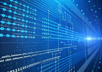Fototapeta premium Abstract Binary Data Flow - IT Network Coding