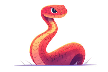 A stylized red snake with a playful expression, coiled and ready to strike.