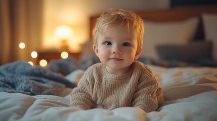 Fototapeta premium baby on bed