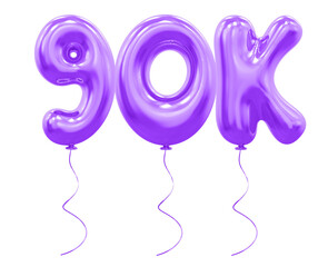 90K Follow Balloon Purple Number 3D