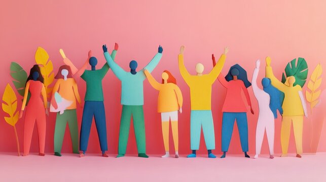 Diversity workplace inclusivity world day cultural multicultural multiracial inclusive friendly cohesive teamwork paper cut out colourful