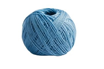 Blue yarn roll isolated, transparent background