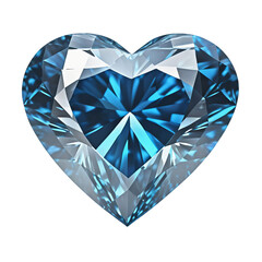 Fototapeta premium Blue Diamond Heart Shape Isolated, Transparent Background
