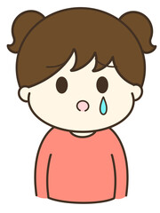 悲しくて涙を流す女の子のゆるかわイラスト