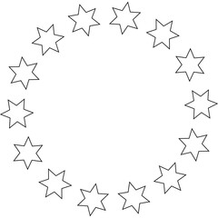 Stars in circle icon. Round star frame template